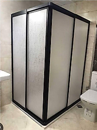 80cm x 115cm siyah Profil Köşeden Girişli Mika Duşakabin