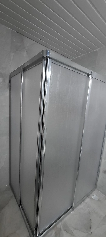 80cm x 80cm Parlak Profil Köşede Girişli Mika Duşakabin