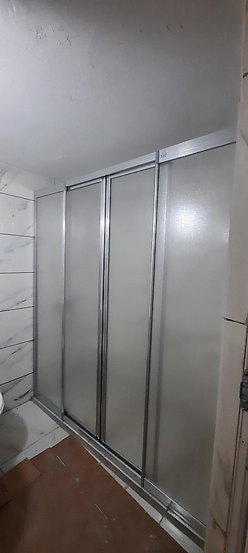 180cm ile 200cm arası 2 sabit 2 sürgülü parlak profil mika duşakabin